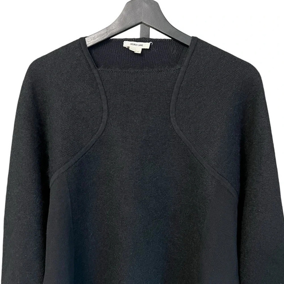 Helmut Lang Cropped Panel Knit Batwing Sweater Black Small Contemporary Capsule - Picture 2 of 7